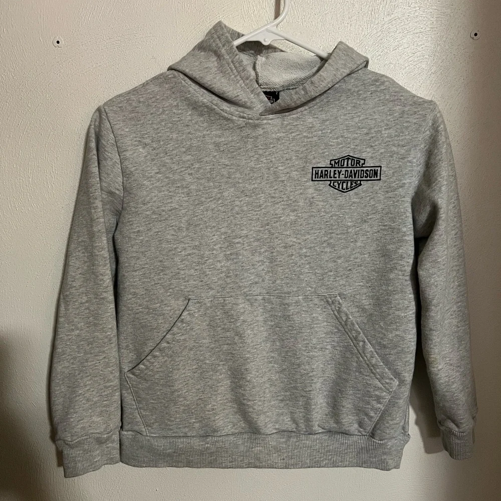 HARLEY-DAVIDSON Classic Fleece Casual Activewear Hoodie‎ Grey Black Boy's 12/14